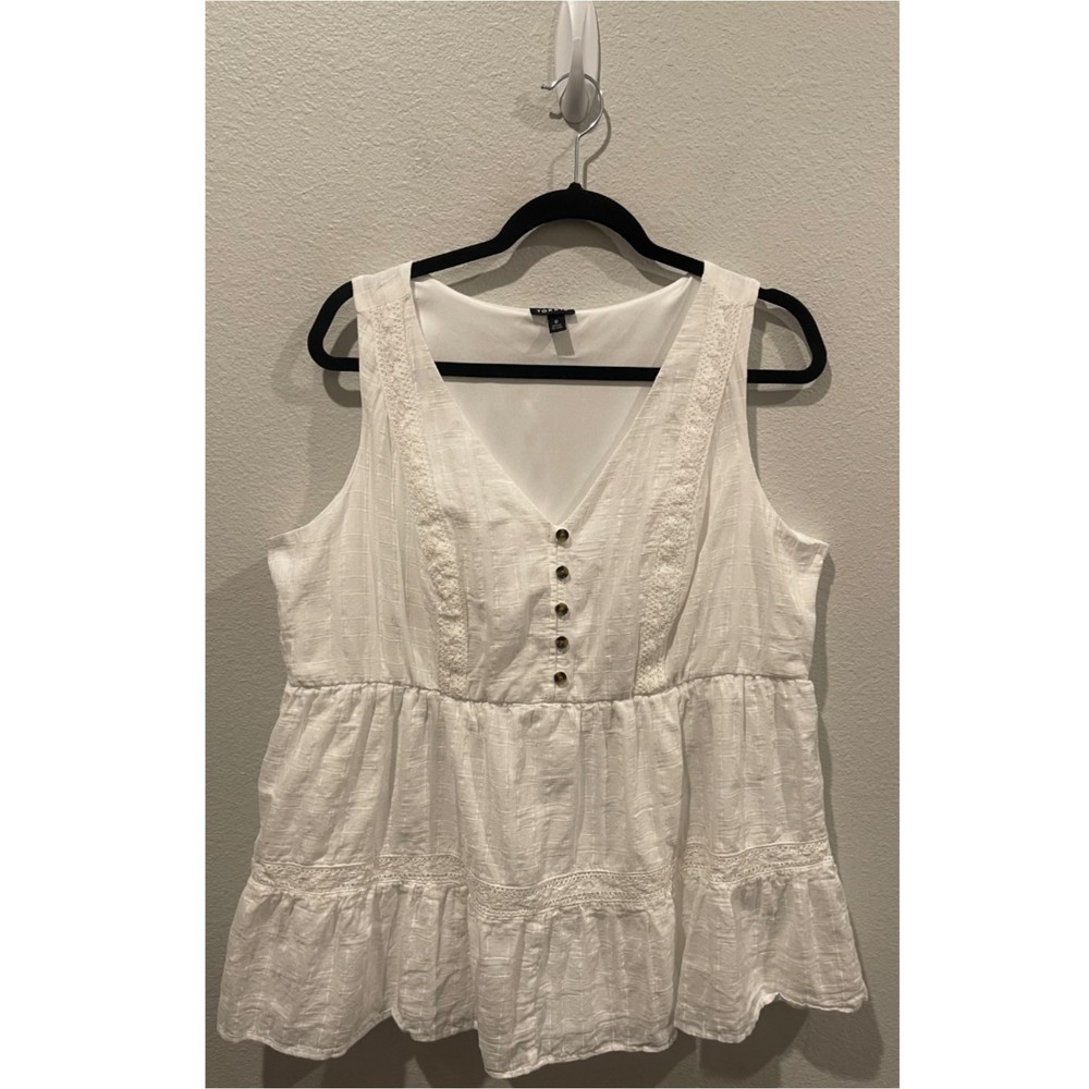 TORRID Sleeveless Antique White V-Neck Blouse